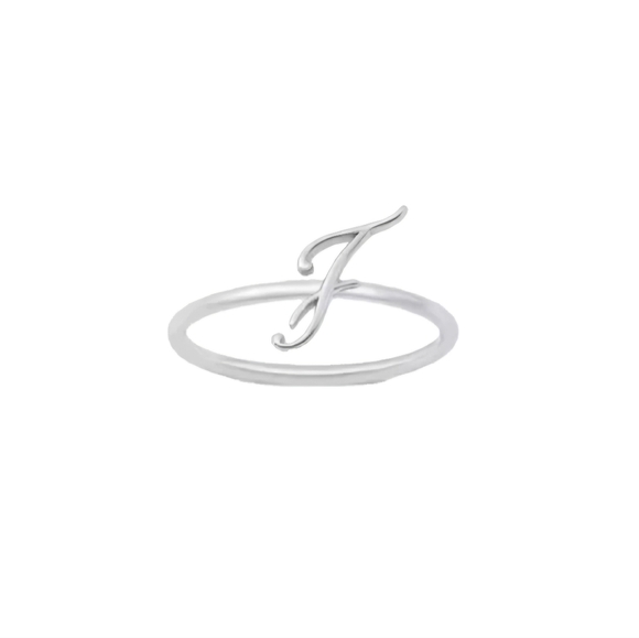♥️ DAINTY INITIAL STERLING SILVER RING - Picture 15 of 16